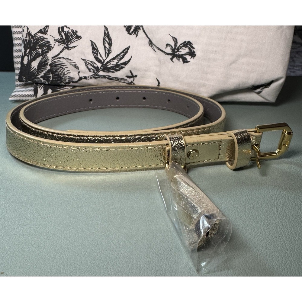 NWOT Kenneth Cole Reaction Thin Gold Foil Belt Tassel Gold Hardware Dressy Small